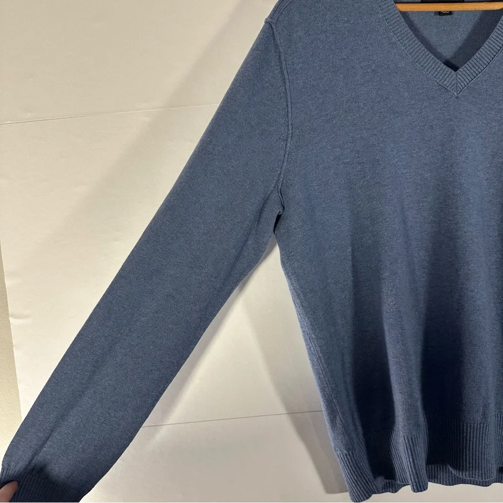 Banana Republic Cotton Cashmere Men's Blue Heather V-Neck Sweater